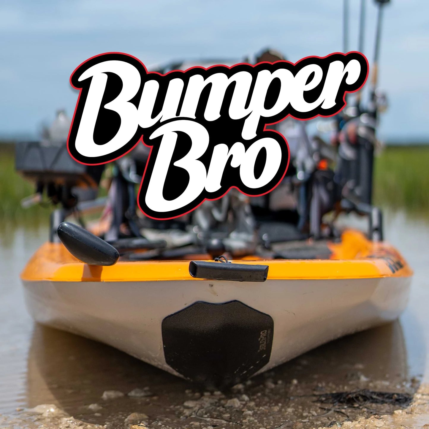 Bumper Bro keel guard installed on a kayak bow showing low-profile fit