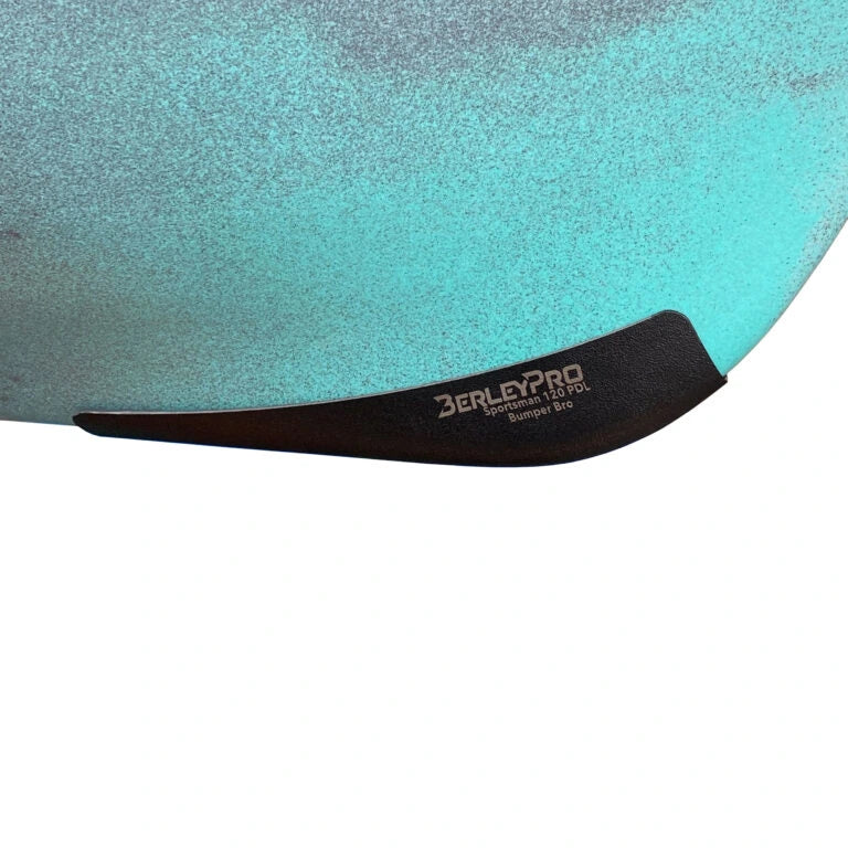 Bumper Bro kayak bow protector fitted view showing contoured shape and edge wrap