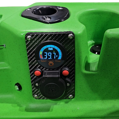 FluxJet power panel with digital voltage display and 12V outlet