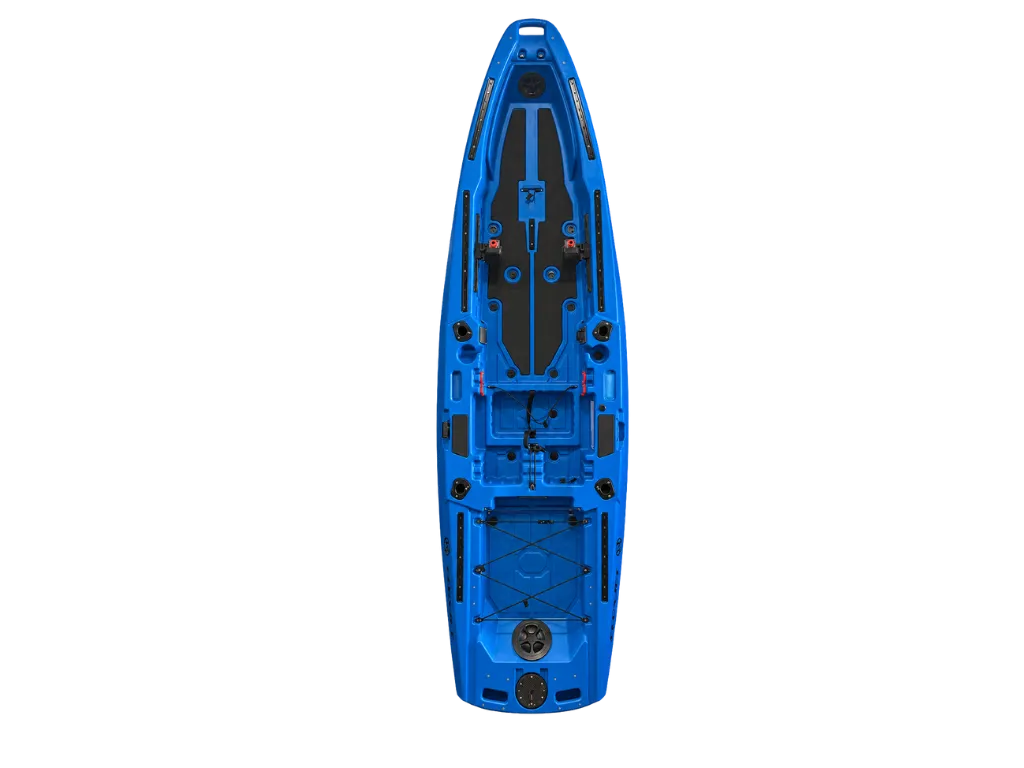 Blue FluxJet electric jet fishing kayak, top view