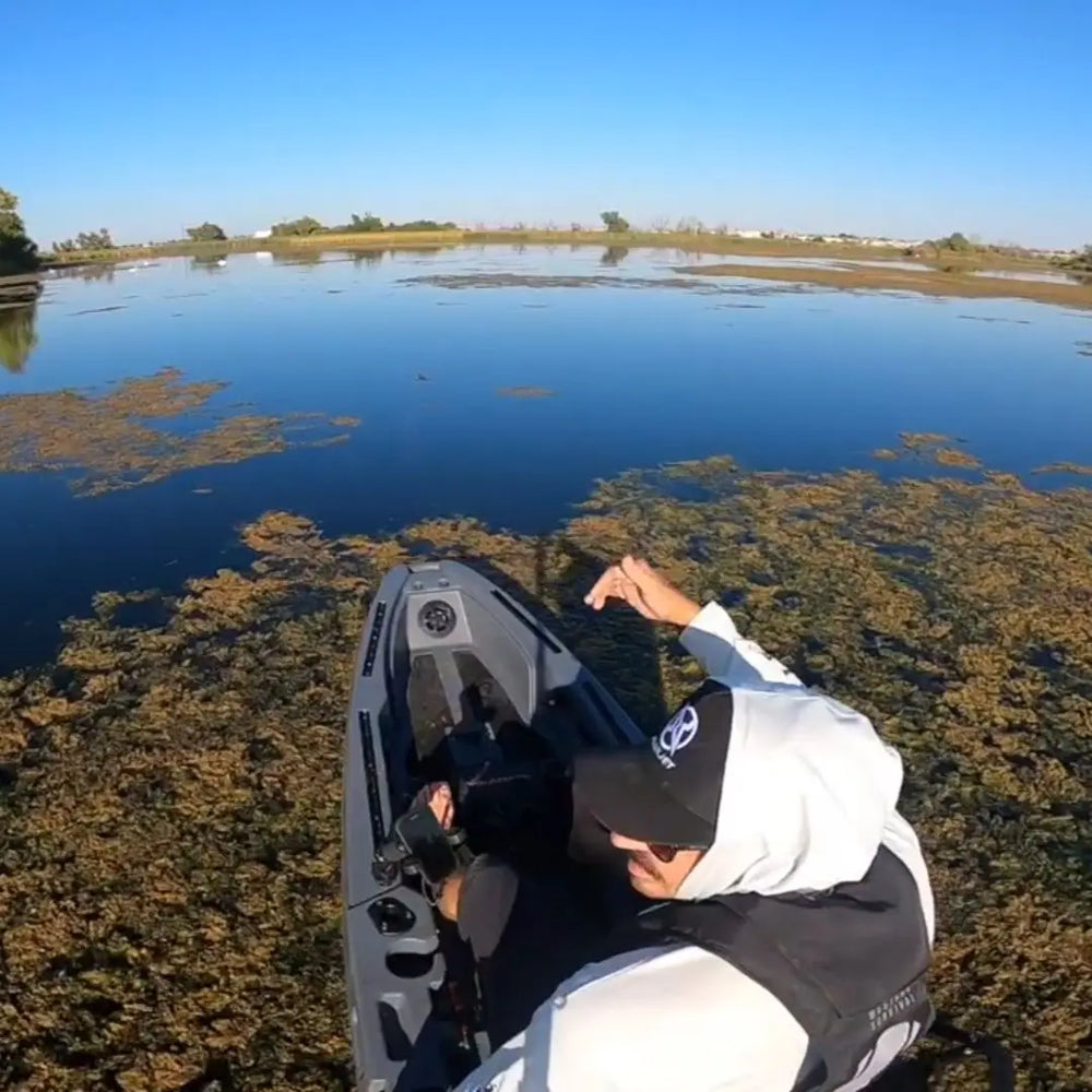 Top-down view of a FluxJet over shallow grass