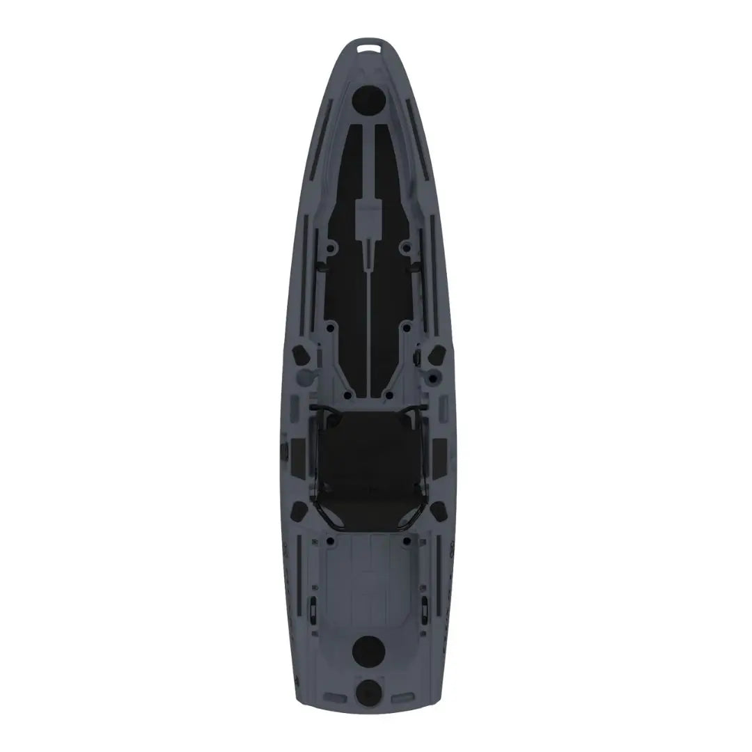 Dark gray kayak on a white background