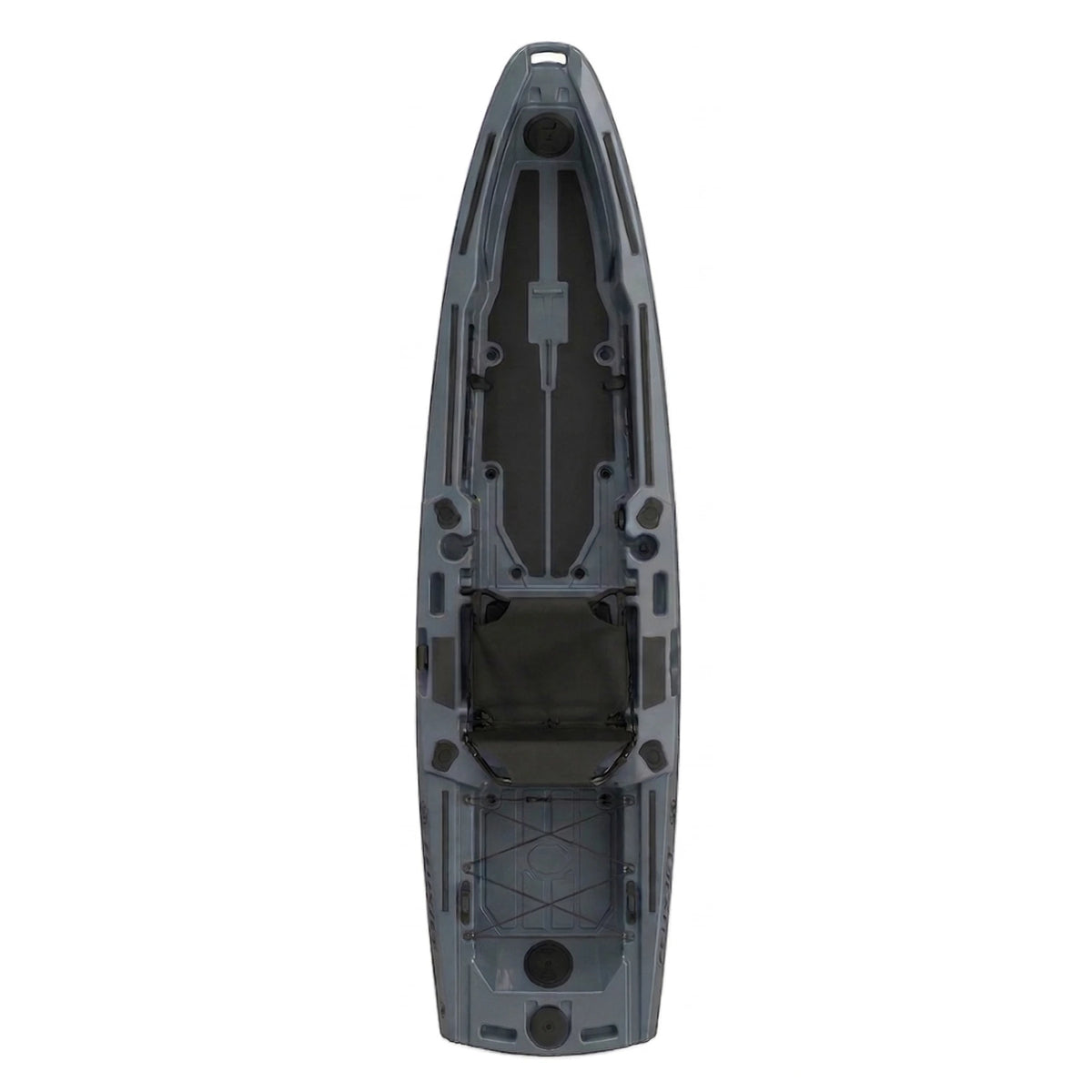 Dark gray kayak on a white background