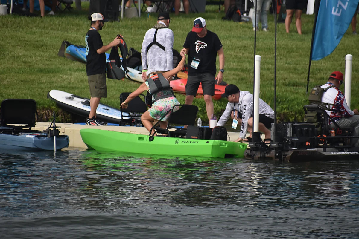 FluxJet kayaks at the ICAST demo dock